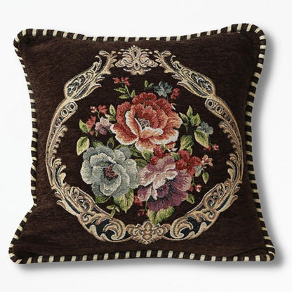 Coussin Avec des Fleurs | NirvanaPillow™ 45 x 45 cm / Marron Foncé