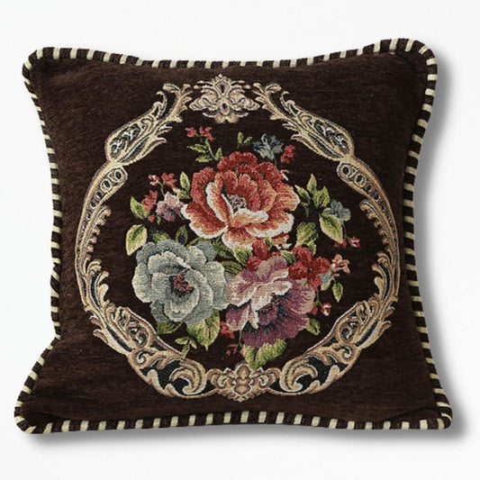 Coussin Avec des Fleurs | NirvanaPillow™ 45 x 45 cm / Marron Foncé