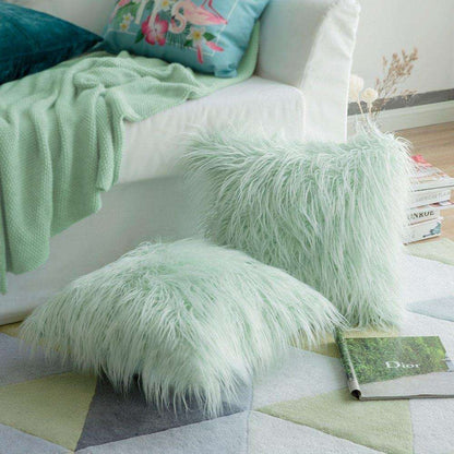 Coussin Décoration en Fourrure | NirvanaPillow™ 43x43 cm / Vert Clair
