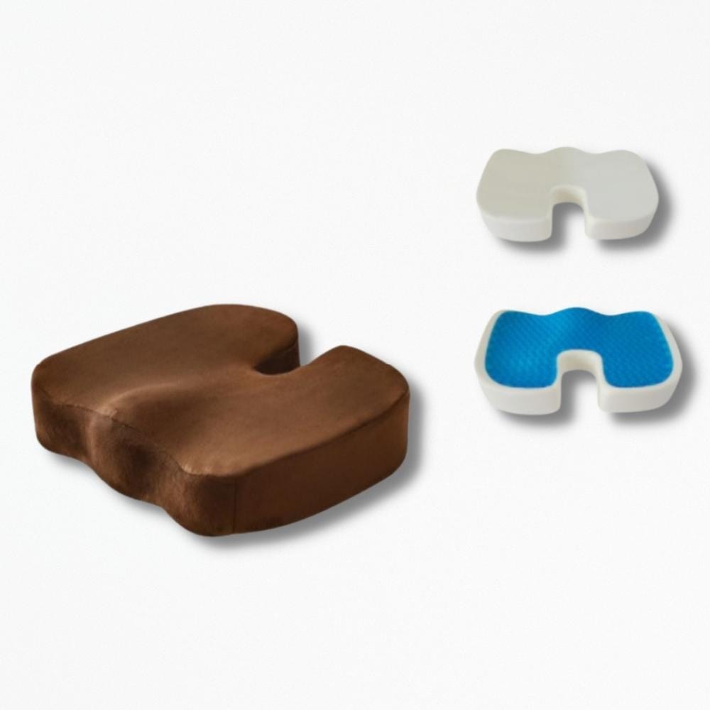 Coussin | En Gel pour Coccyx 45x35x7 cm / Marron / Intérieur en coton mémoire