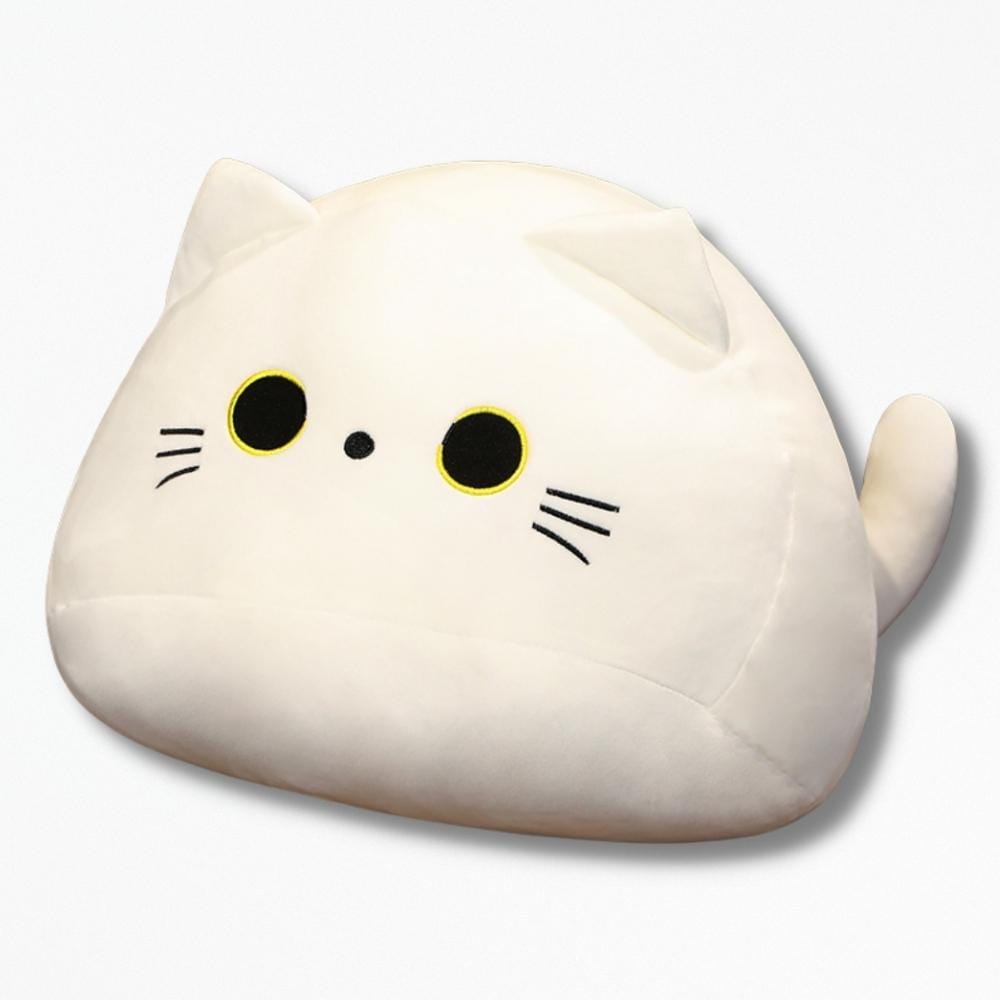 Coussin en Peluche Chat | NirvanaPillow™ 40 cm / Blanc