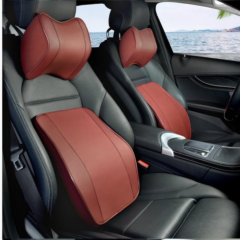 Coussin Ergonomique pour Voiture | NirvanaPillow™ 40x37 cm/24x20 cm / Marron