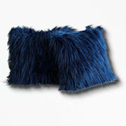 Coussin Fausse Fourrure pour Décoration | NirvanaPillow™ 45x45 cm / Bleu