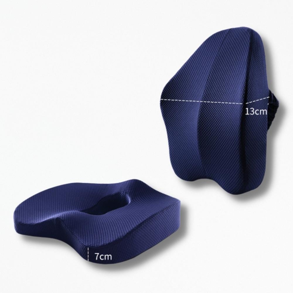 Coussin Lombaire pour Voiture | NirvanaPillow™ 45x37x10 cm/43x33x10 cm / Bleu