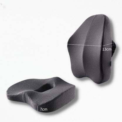 Coussin Lombaire pour Voiture | NirvanaPillow™ 45x37x10 cm/43x33x10 cm / Gris