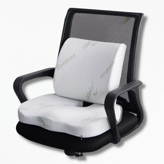 Coussin Lombaire Voiture Pharmacie | NirvanaPillow™ 45x35x7 cm/32x31.5x10 cm / Blanc