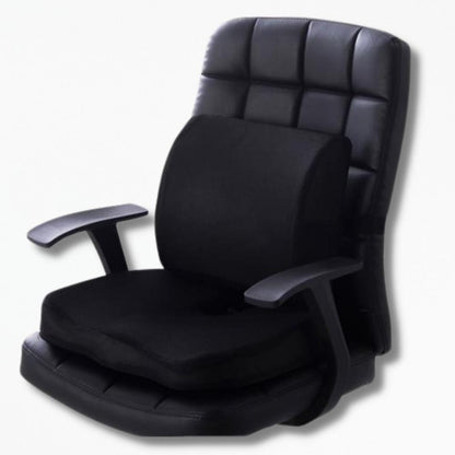 Coussin Lombaire Voiture Pharmacie | NirvanaPillow™ 45x35x7 cm/32x31.5x10 cm / Noir