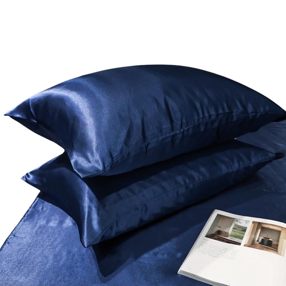 Housse de Coussin en Satin Cheveux | NirvanaPillow™ 48x74 cm / Bleu