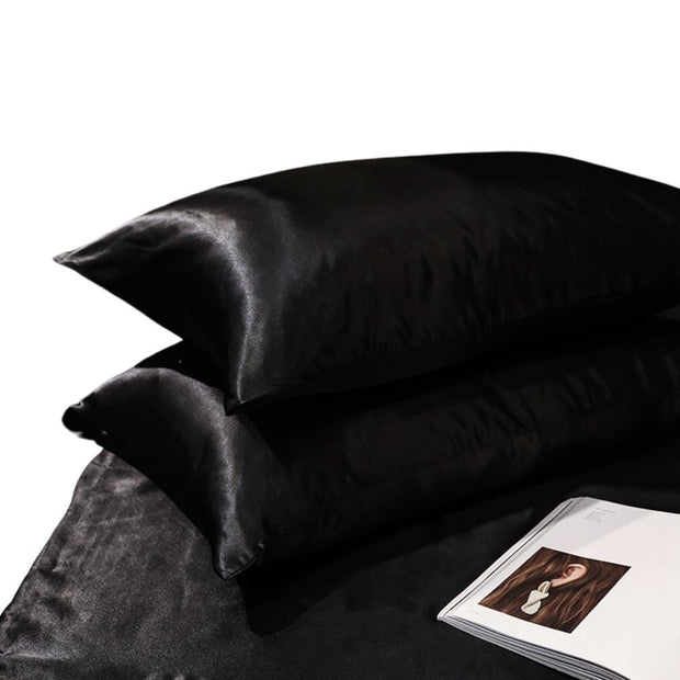 Housse de Coussin en Satin Cheveux | NirvanaPillow™ 48x74 cm / Noir